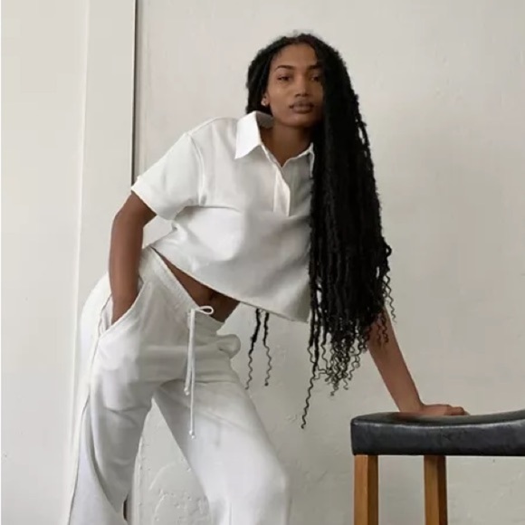 Twenty Montreal Sunnyside Cropped Polo Shirt size medium white - Picture 1 of 6